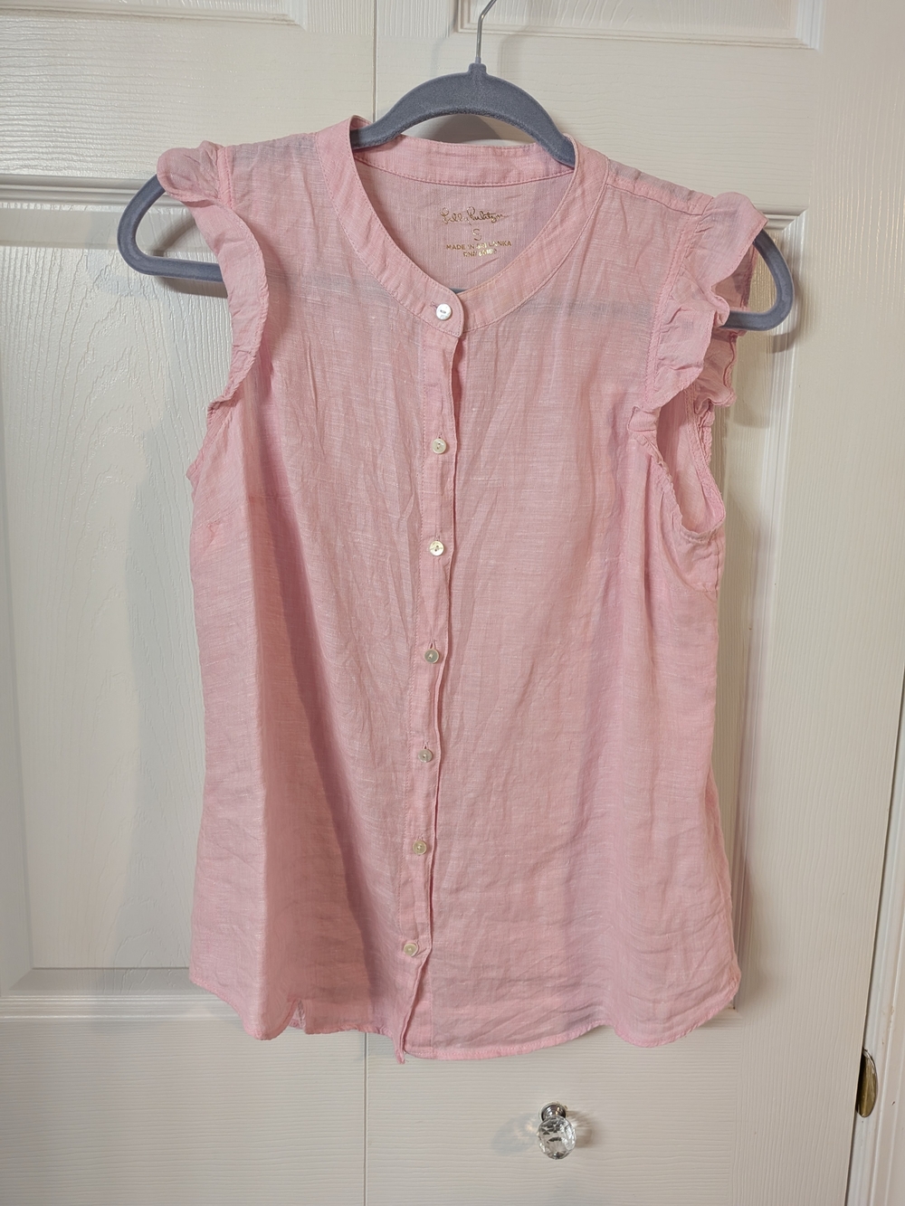 Lilly Pulitzer Briette Linen Top Blouse Small Light Pink